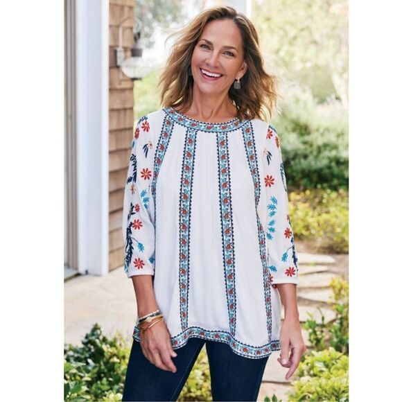 SOFT SURROUNDINGS - Eleandra Gauze Top Missy - Picture 1 of 6